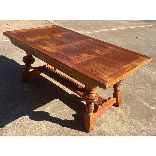 Wood Vintage French Refectory Draw Leaf Dining Table For Sale - Image 7 of 12