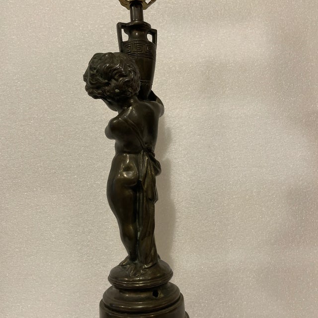 Early 20th Century Early 20th Century Louis XV Rococo French Bronze Cherub Lamp For Sale - Image 5 of 6