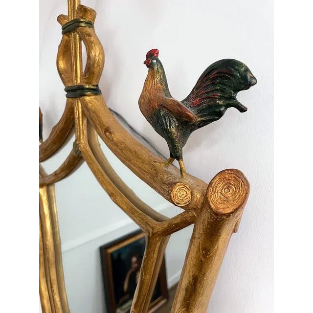 Late 20th Century Vintage Carver's Guild Rooster Mirror For Sale - Image 5 of 9