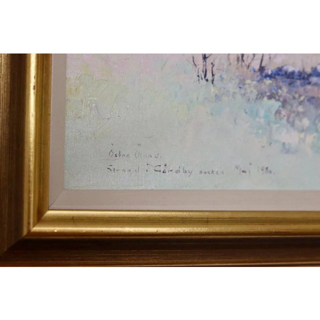 Serene Coastal Scene: Beach in Gårdby Parish, Östra Öland This evocative oil painting by Jim Ronald Lindholm beautifully...