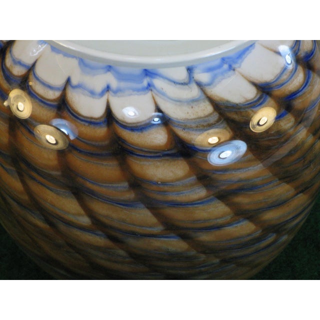Glass Late 20th Century Art Glass Vase Micheal Nourot Cased Rust and Blue For Sale - Image 7 of 13