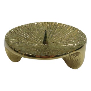 Brutalist Sculptural Brass Tripod Candleholder, 1970s For Sale