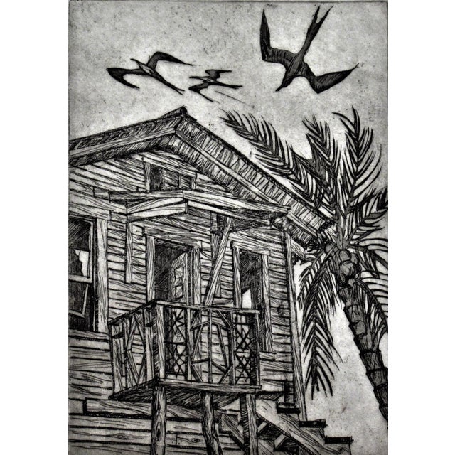 This artwork titled "The Old House" c.1980 is an original etching by noted California artist Arnold A. Grossman,...