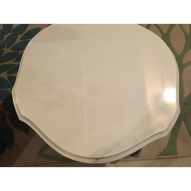 French Provincial Vintage French Provincial Fruitwood Accent Table With Marble Top For Sale - Image 3 of 4