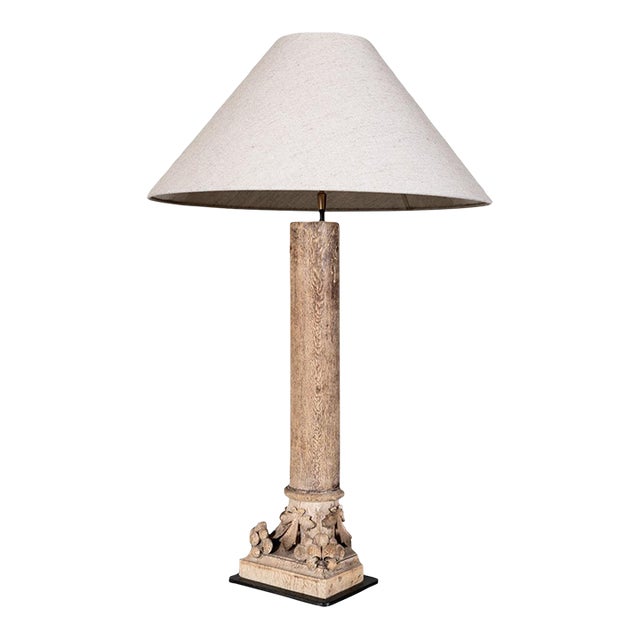 Antique Oak Table Lamp For Sale