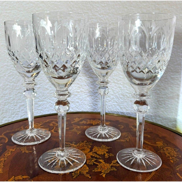 Rogaska Queen Crystal Wine Glasses Set of 4 Cut Floral 7.75" Slovenia Beautiful set of four Rogaška Queen crystal wine...