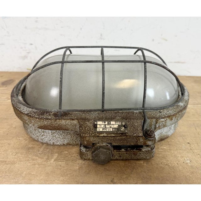 Industrial Grey Rusty Cast Iron Wall Light from Elektrosvit, 1960s For Sale - Image 10 of 16