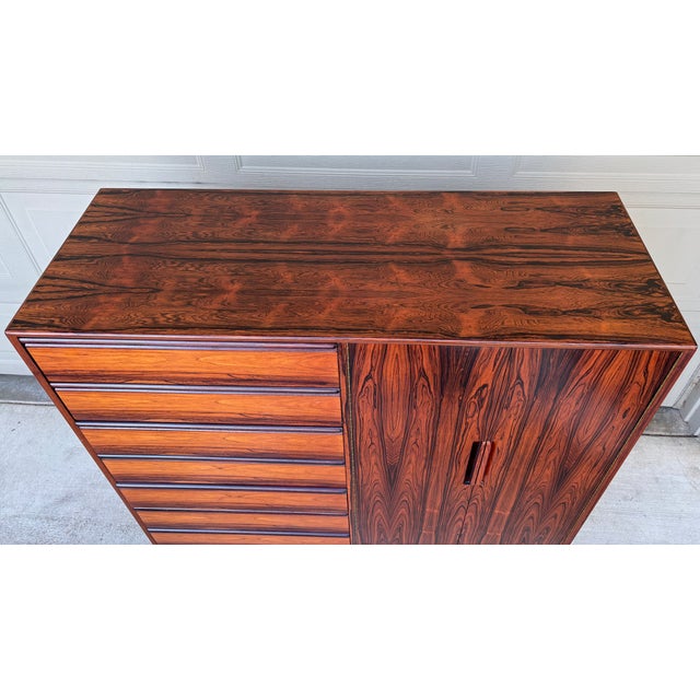 Vintage Danish Westnofa Rosewood Dresser Gentleman's Chest Drawers Highboy For Sale In San Francisco - Image 6 of 14