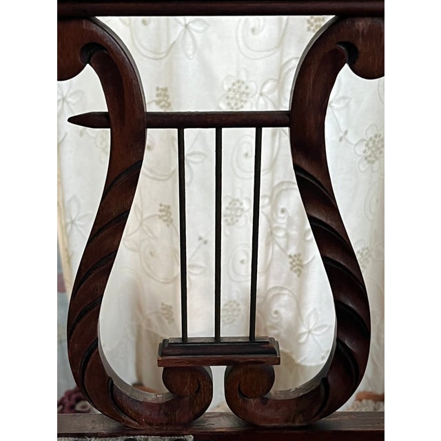 Vintage Mahogany Lyre Back Telephone Table With Gossip Bench Seat For Sale In Rochester - Image 6 of 13