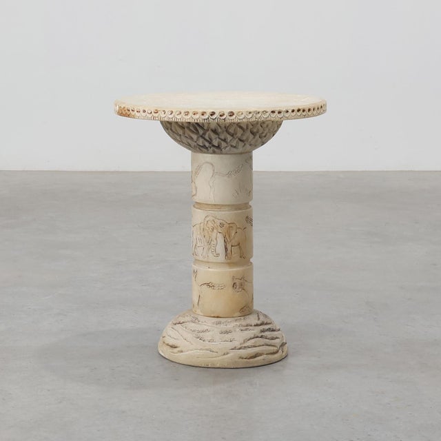 Carved Alabaster Pedestal with Engraved Figures, Italy, 1900s For Sale - Image 11 of 11