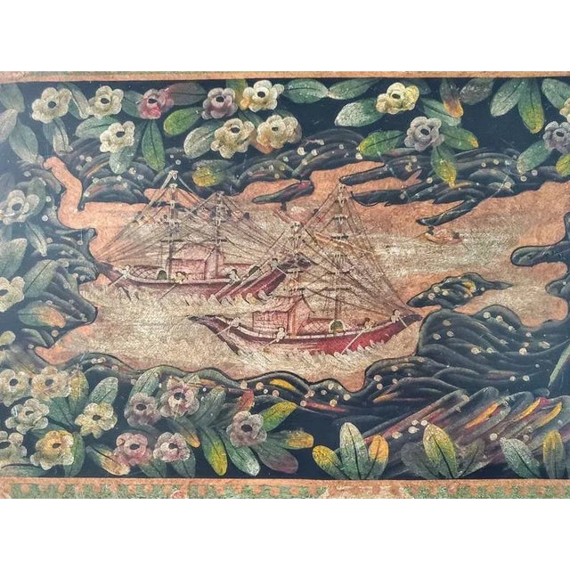 Wood Modern Baroque Chinoiserie Hand Painted Ebonized Bronze Gilt Table For Sale - Image 7 of 11