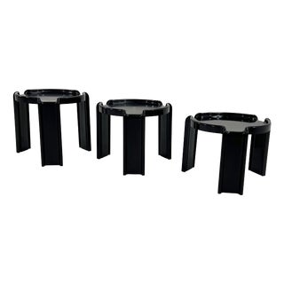 Black Nesting Tables by Giotto Stoppino for Kartell, 1970s, Set of 3 For Sale