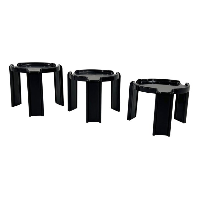 Black Nesting Tables by Giotto Stoppino for Kartell, 1970s, Set of 3 For Sale