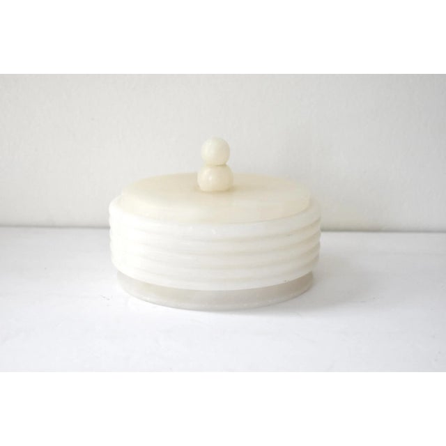 Mid-Century Italian White Alabaster Round Box For Sale - Image 4 of 10