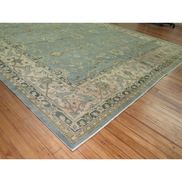 Blue Early 20th Century Blue Gray Pink Indian Room Size Rug - 9'6" x 13'6" For Sale - Image 8 of 9