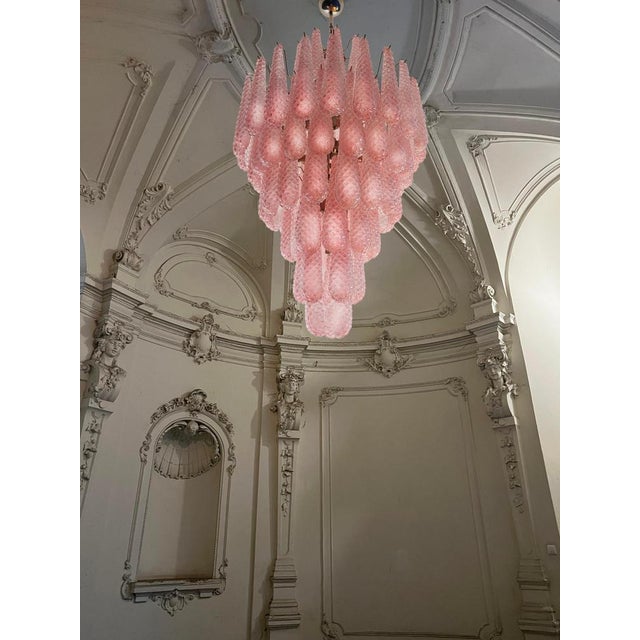 Pink Leaves Chandeliers Murano, 1990s, Set of 2 For Sale - Image 6 of 14