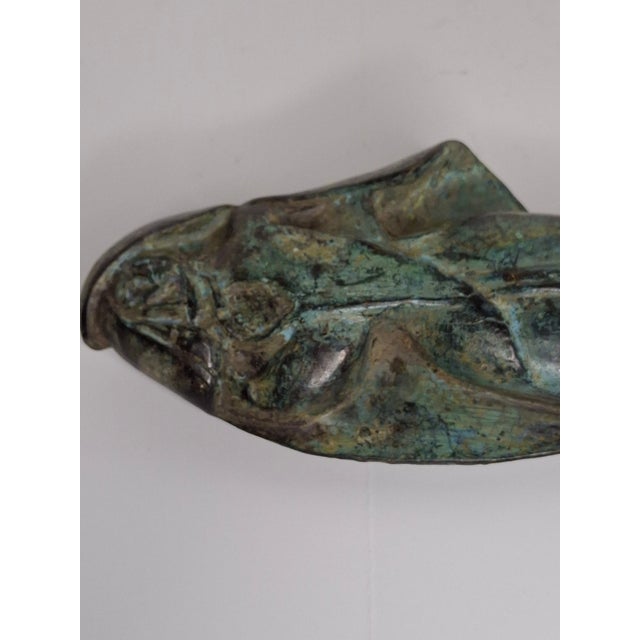 Metal Vintage MCM Brutalist Verdigris Bronze Sculpture Hooded Cloaked Figure Monk 9" For Sale - Image 7 of 9