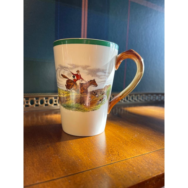 Spode Vintage Equestrian Coffee Cup From Copeland Spode England With Fox Hunt Motif Titled “The Chase” For Sale - Image 4 of 9