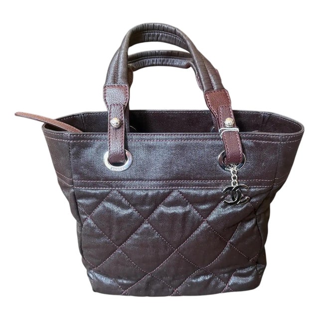 2006 Vintage Chanel Dark Chocolate Brown Coated Canvas Tote Bag For Sale