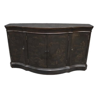 Ethan Allen Chinoiserie Serpentine Console Cabinet / Sideboard For Sale