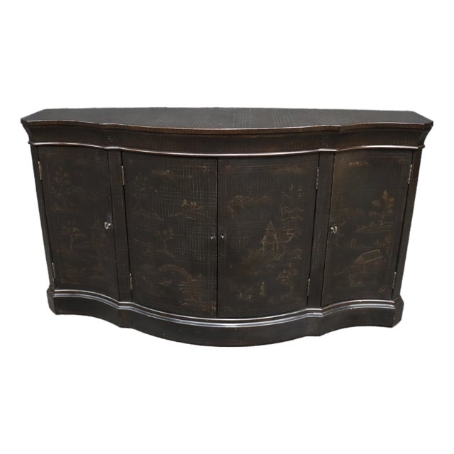 Ethan Allen Chinoiserie Serpentine Console Cabinet / Sideboard For Sale