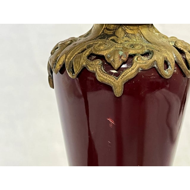 Antique Regency Heavy Brass With Red Enamel 5-Arm Candelabra With Griffin Accents- a Pair For Sale - Image 12 of 13