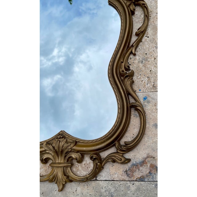 Plastic Vintage Baroque Syroco Style Wall Mirror For Sale - Image 7 of 11