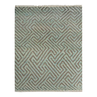 1990s 1990s Abstract Moroccan High-Low Gray/Green Wool Rug - 8'4'' X 10'4'' For Sale