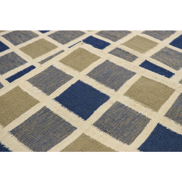 Late 20th Century Vintage Kilim Buffalo Plaid Rug - 08'07 x 10'10 For Sale - Image 5 of 9