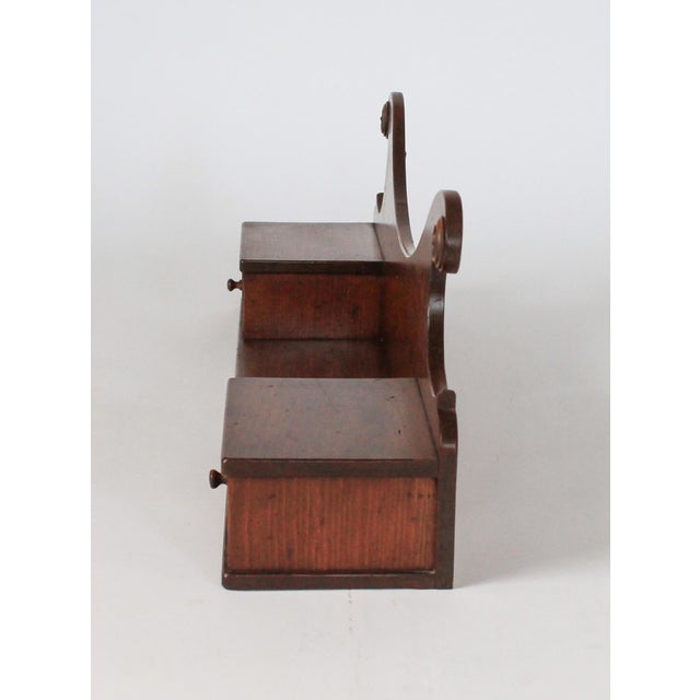 Brown Vintage Wood Wall Shelf W/ Two Drawers For Sale - Image 8 of 11