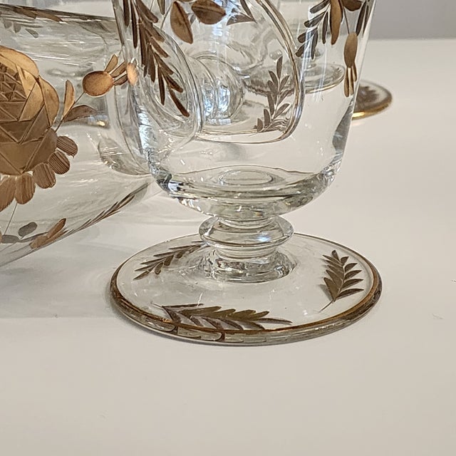 1960s 24k Gold Encrusted Crystal Iced Tea Footed Tumbler Barware Set - Set of 10 For Sale In New York - Image 6 of 14