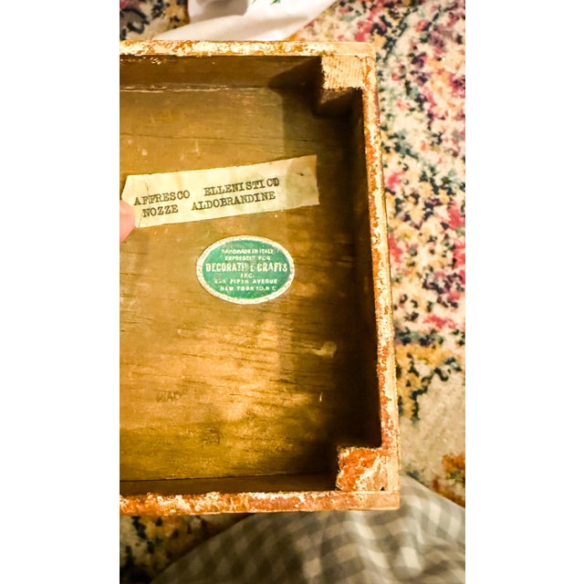 Florentine Wood Waste Basket, Vintage Style Small Bathroom Decorative Trash Can For Sale In Charleston - Image 6 of 6