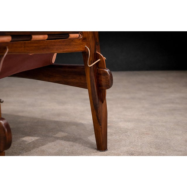 1970s Armchairs “Kilin” in Hardwood & Leather, Sergio Rodrigues, 1960s - Lot 595A For Sale - Image 5 of 17