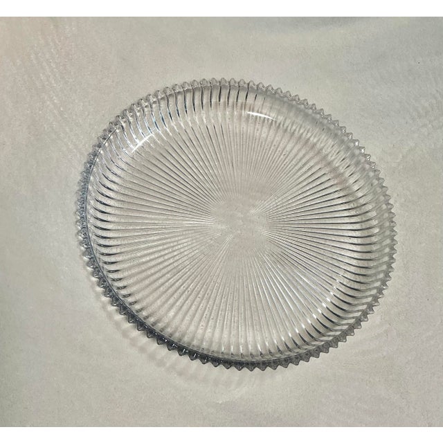 Vintage Ribbed Glassware Footed Bowl and Matching Underplate, Circa 1930s to the 1960s For Sale In Greenville, SC - Image 6 of 12