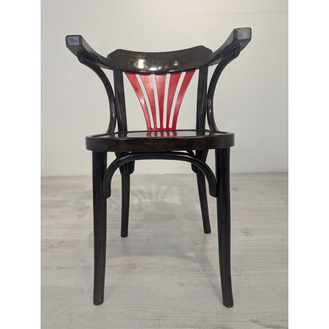 25 Armchair in Beech with Red Fan from Ton, 1965 For Sale - Image 13 of 14