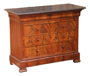 19th Century Louis Philippe Burled Mahogany Five-Drawer Chest With Marble Top