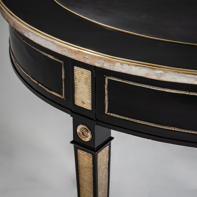 Metal 19th Century Ebonized oval Desk For Sale - Image 7 of 8