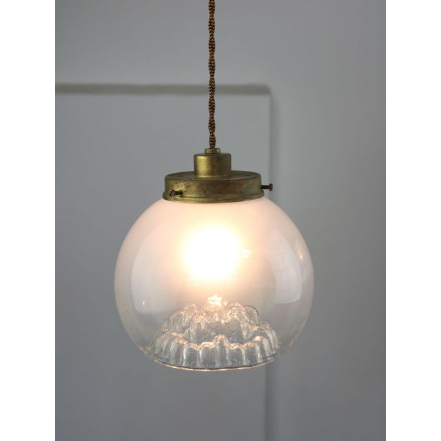 Goldenrod Mid-Century Murano Glass and Brass Pendant Lamp For Sale - Image 8 of 16