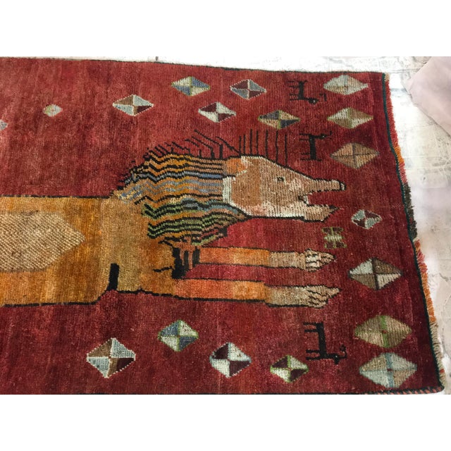 Vintage Hand Knotted Lion Rug - 3′2″ × 5′3″ | Chairish