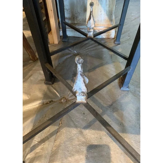2010s Pair of Iron & Stone Finial Side Tables | Handcrafted Modern Accent Tables | Atlanta, Georgia For Sale - Image 5 of 6