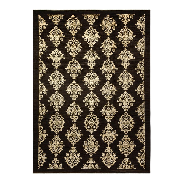 Eclectic Collection Hand-Knotted Area Rug - Brown Collection 9' 0" X 12' 4" For Sale