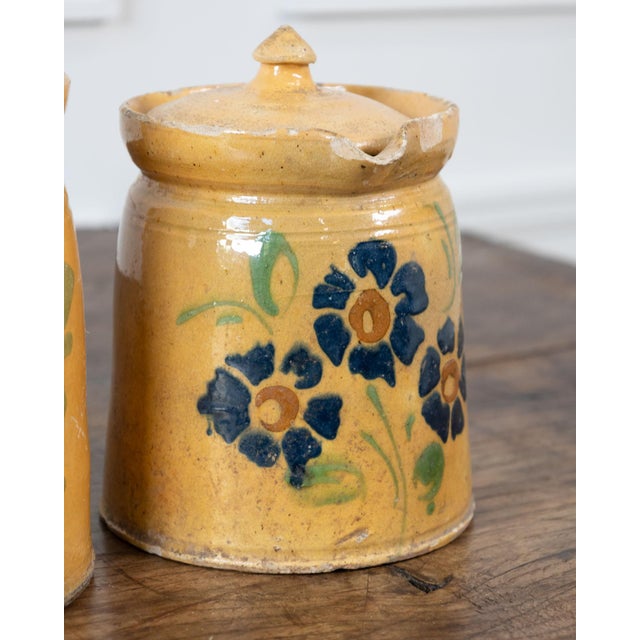 19th Century French Terracotta Pottery Lidded Pitchers With Floral Décor For Sale - Image 13 of 15