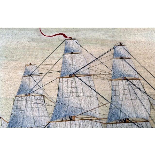English British Sailor’s Woolwork Woolie of a Royal Navy Ship Flying the Red Ensign Circa 1860 For Sale - Image 3 of 8