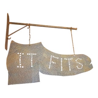Early Industrial Boutique Shoe Street Sign For Sale