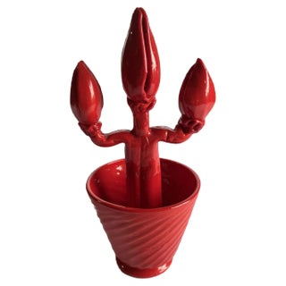 Italian Red Murano Glass Cacti by Napoleone Martinuzzi for Pauly & C. Venezia, 1970s, Set of 2 For Sale