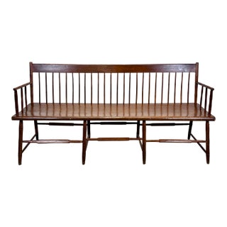 19th Century American Windsor Faux Bamboo Spindled 8-Leg Settee / Bench For Sale