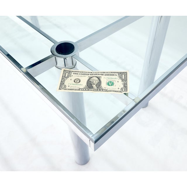 Tobia Scarpa Tobia Scarpa Chrome Base Rectangle Glass Top 4 Cylinder legs Dining Table Mint! For Sale - Image 4 of 12