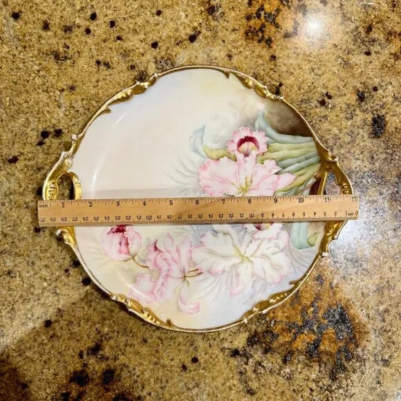 J. Pouyat Limoges France Porcelain Hand Painted Serving Platter 11 3/4”. Dated to the period of 1890-1902. Excellent...