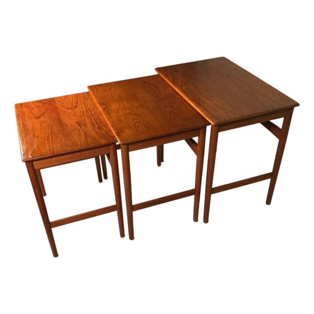 Set of Three Hans Wegner Teak Nesting Tables at-40, 1960 For Sale