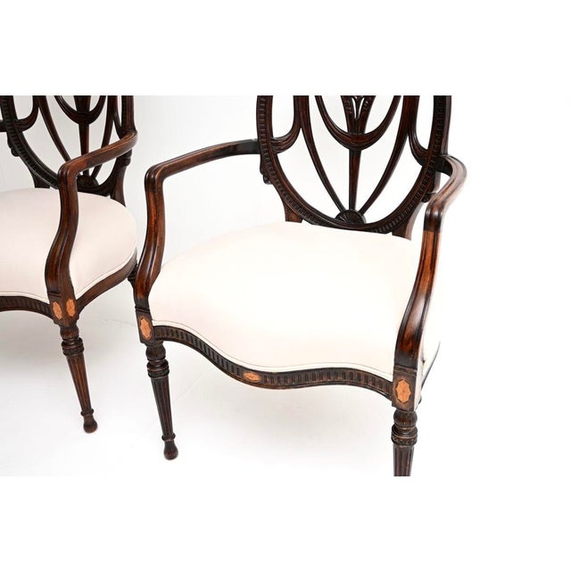 Brown Antique Edwardian Carver Armchairs, 1900s, Set of 2 For Sale - Image 8 of 9